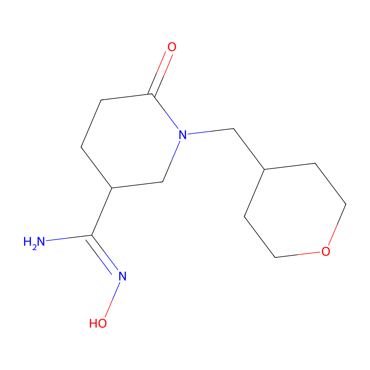 N'-hydroxy-1-[(oxan-4-yl)methyl]-6-oxopiperidine-3-carboximidamide molecular structure, CAS 2241145-54-8