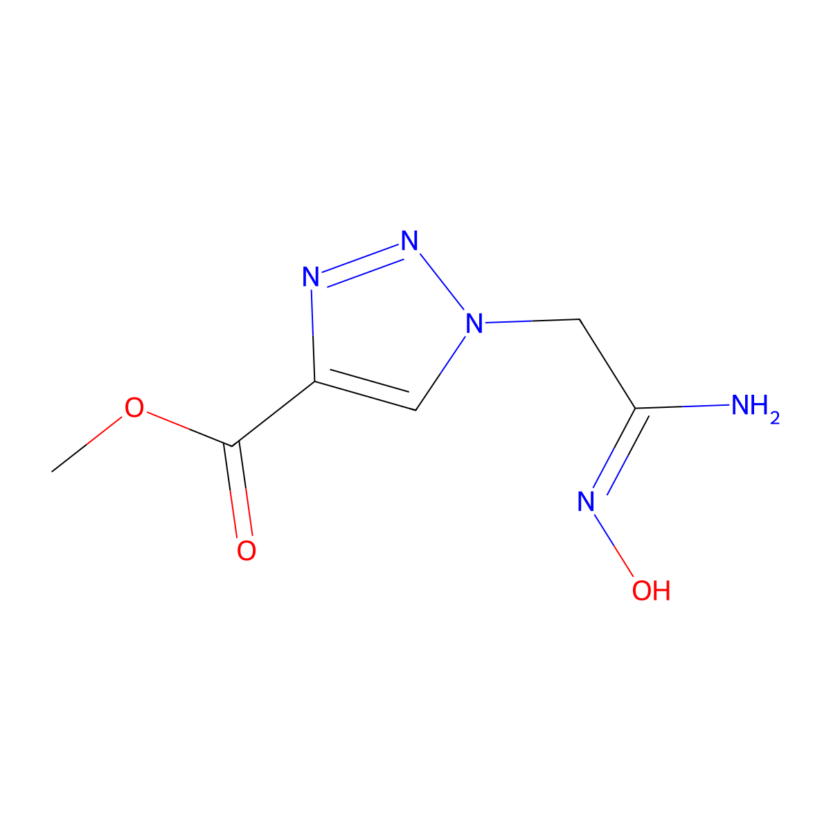 methyl 1-[(N'-hydroxycarbamimidoyl)methyl]-1H-1,2,3-triazole-4-carboxylate molecular structure, CAS 2241145-56-0