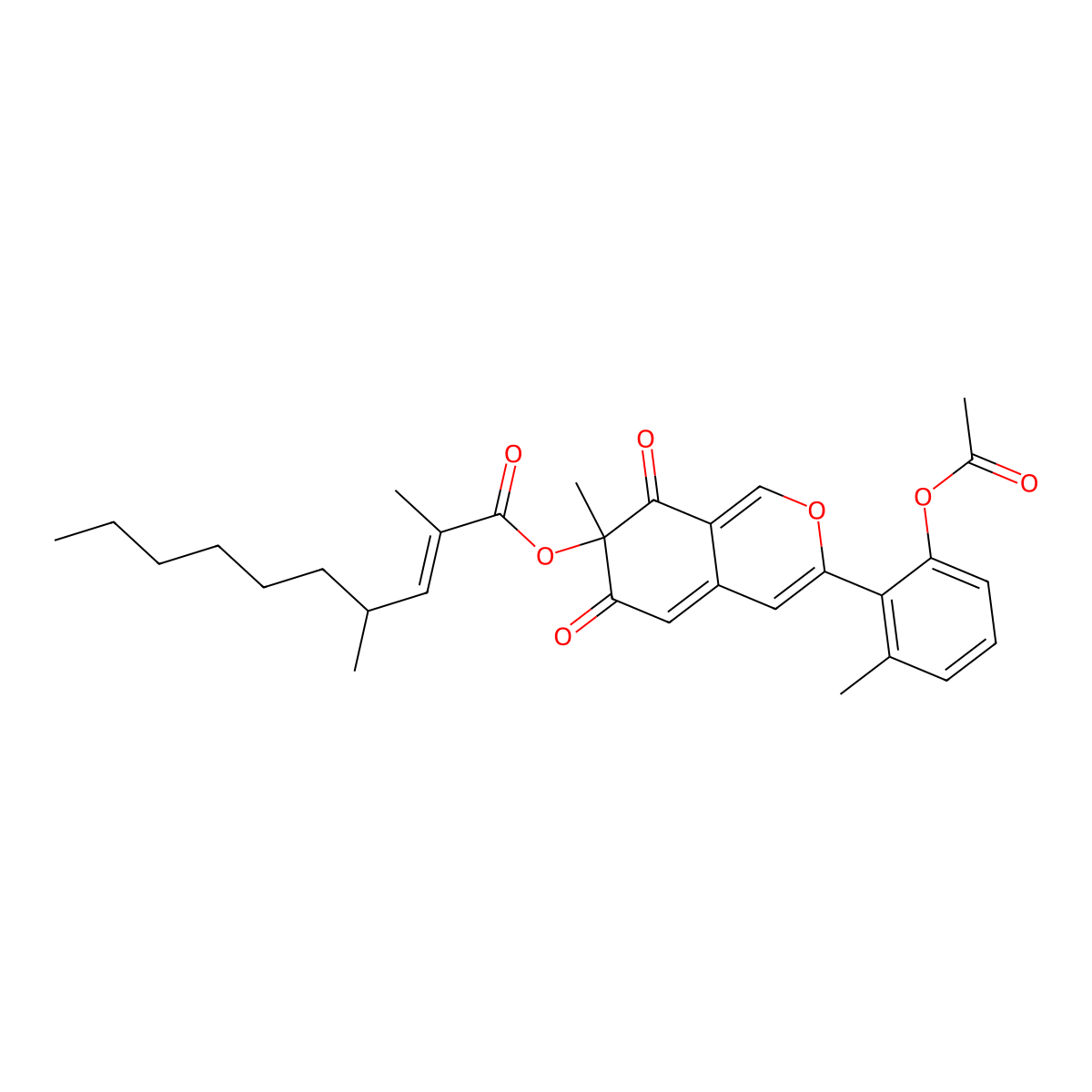 [(7S)-3-(2-acetyloxy-6-methylphenyl)-7-methyl-6,8-dioxoisochromen-7-yl] 2,4-dimethyldec-2-enoate molecular structure, CAS 2241205-03-6