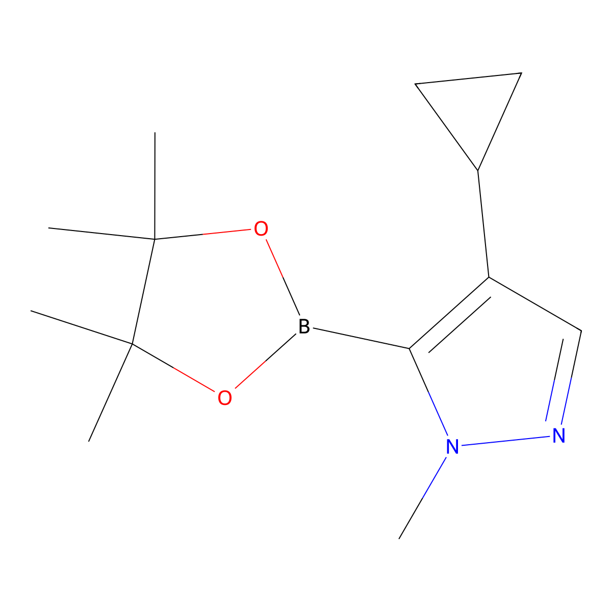4-cyclopropyl-1-methyl-5-(tetramethyl-1,3,2-dioxaborolan-2-yl)-1H-pyrazole molecular structure, CAS 2241232-82-4