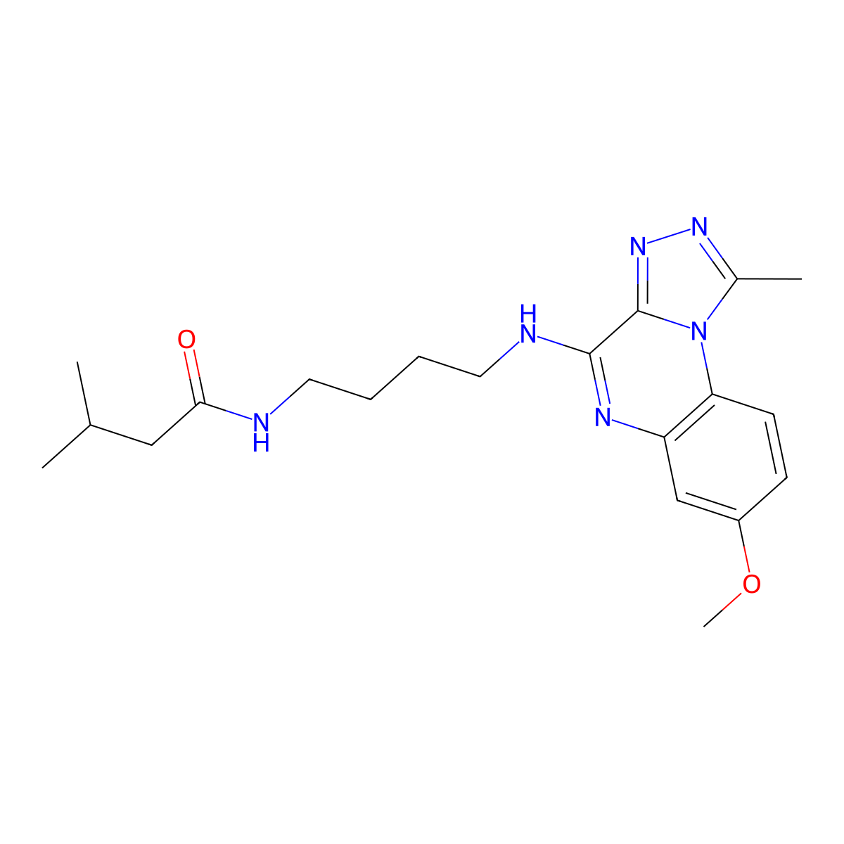 N-[4-[(7-methoxy-1-methyl-[1,2,4]triazolo[4,3-a]quinoxalin-4-yl)amino]butyl]-3-methylbutanamide molecular structure, CAS 2241311-72-6