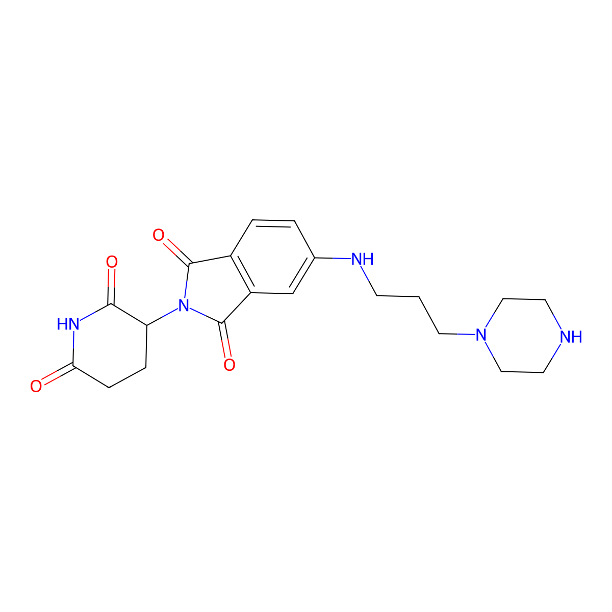 2-(2,6-Dioxopiperidin-3-yl)-5-((3-(piperazin-1-yl)propyl)amino)isoindoline-1,3-dione molecular structure, CAS 2241314-56-5
