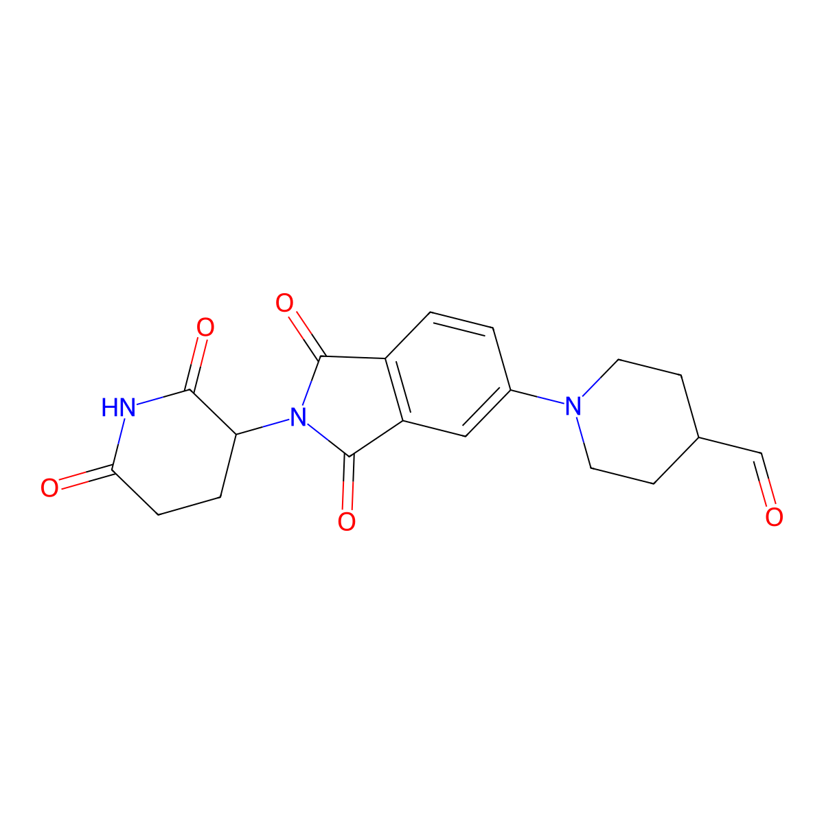 1-(2-(2,6-Dioxopiperidin-3-yl)-1,3-dioxoisoindolin-5-yl)piperidine-4-carbaldehyde molecular structure, CAS 2241315-66-0