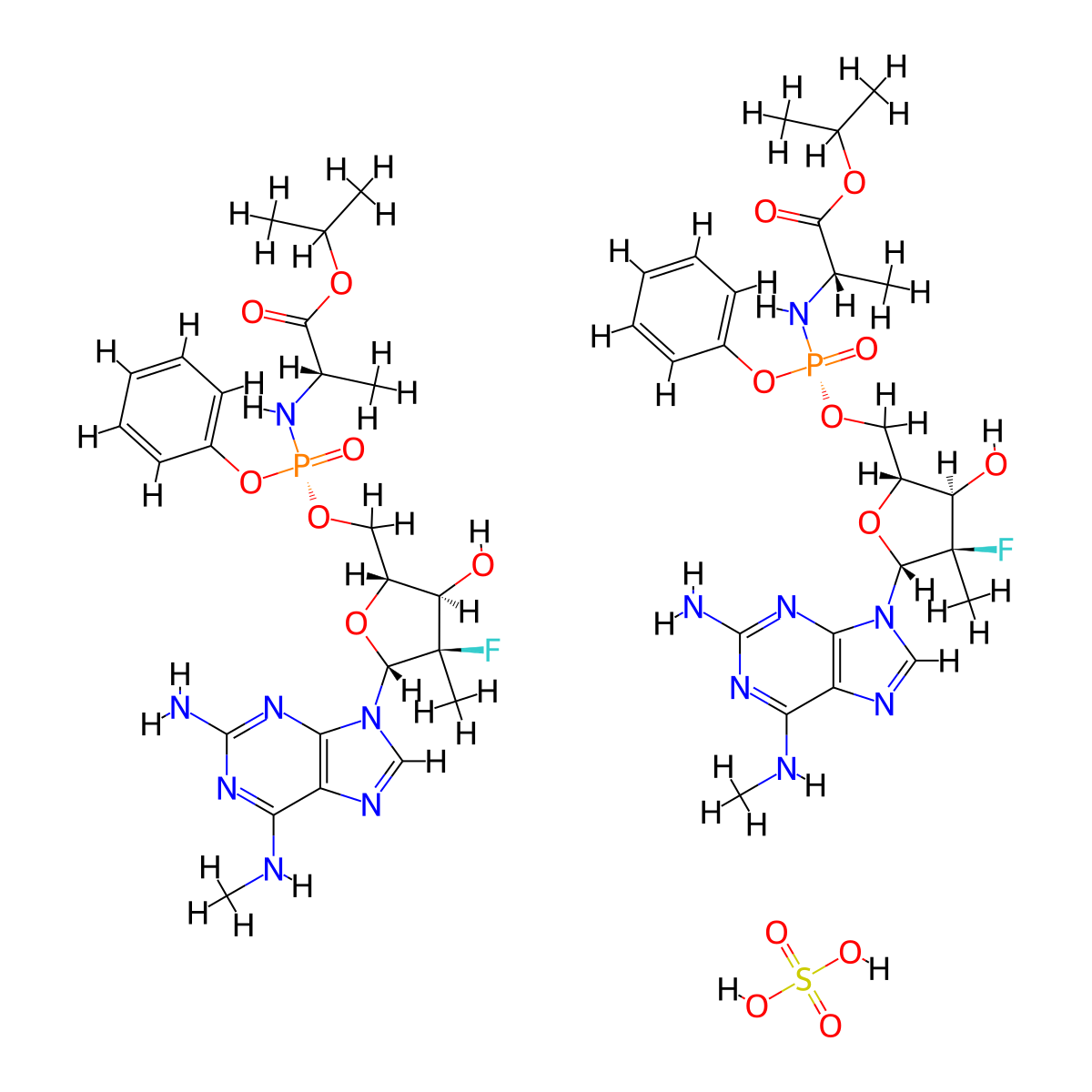Bemnifosbuvir Sulfate molecular structure, CAS 2241337-84-6