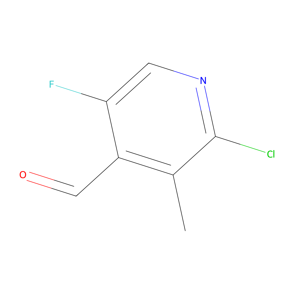 2-Chloro-5-fluoro-3-methylisonicotinaldehyde molecular structure, CAS 2241359-56-6