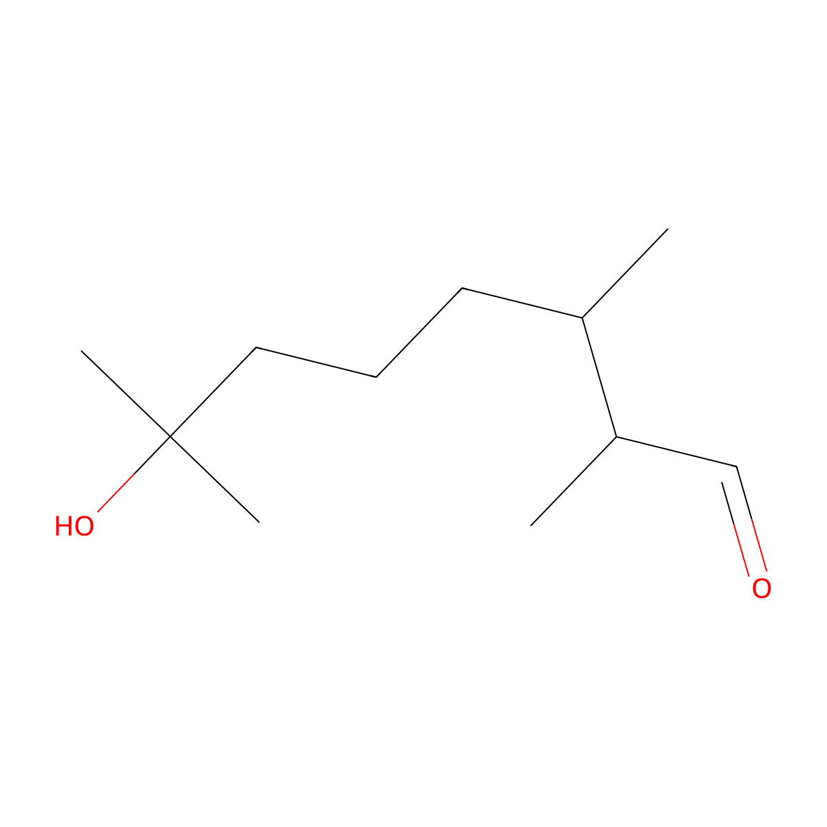 7-Hydroxy-2,3,7-trimethyloctanal molecular structure, CAS 22414-71-7