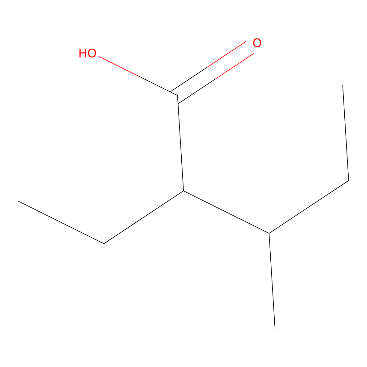 2-Ethyl-3-methylpentanoic acid molecular structure, CAS 22414-77-3