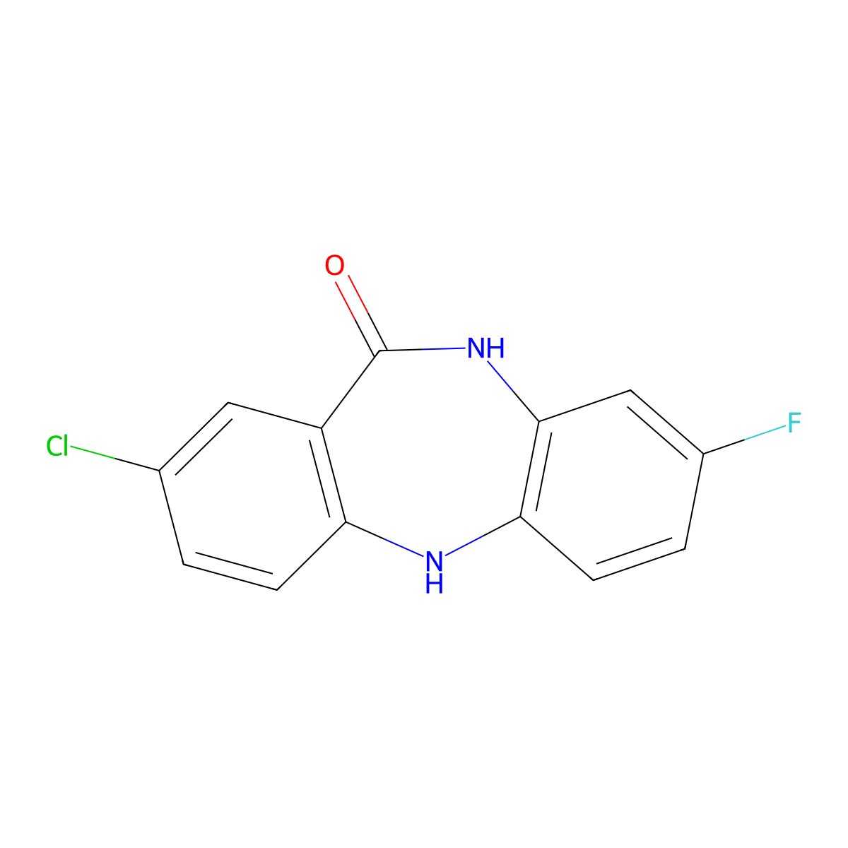 2-Chloro-8-fluoro-5H-dibenzo[b,e][1,4]diazepin-11(10H)-one molecular structure, CAS 2241432-81-3
