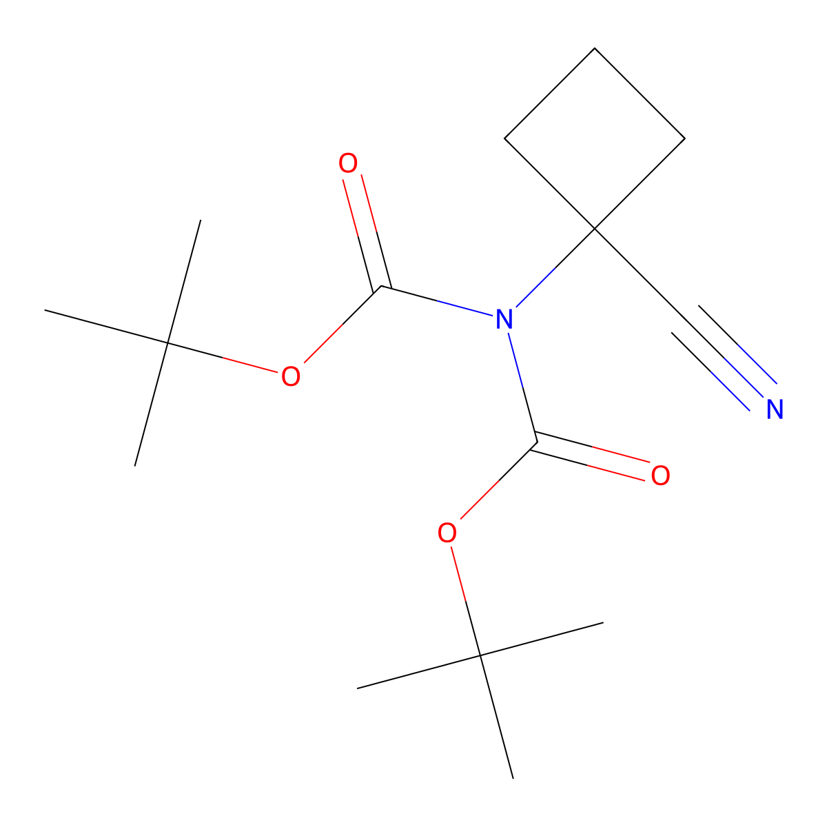 tert-Butyl (tert-butoxycarbonyl)(1-cyanocyclobutyl)carbamate molecular structure, CAS 2241482-08-4
