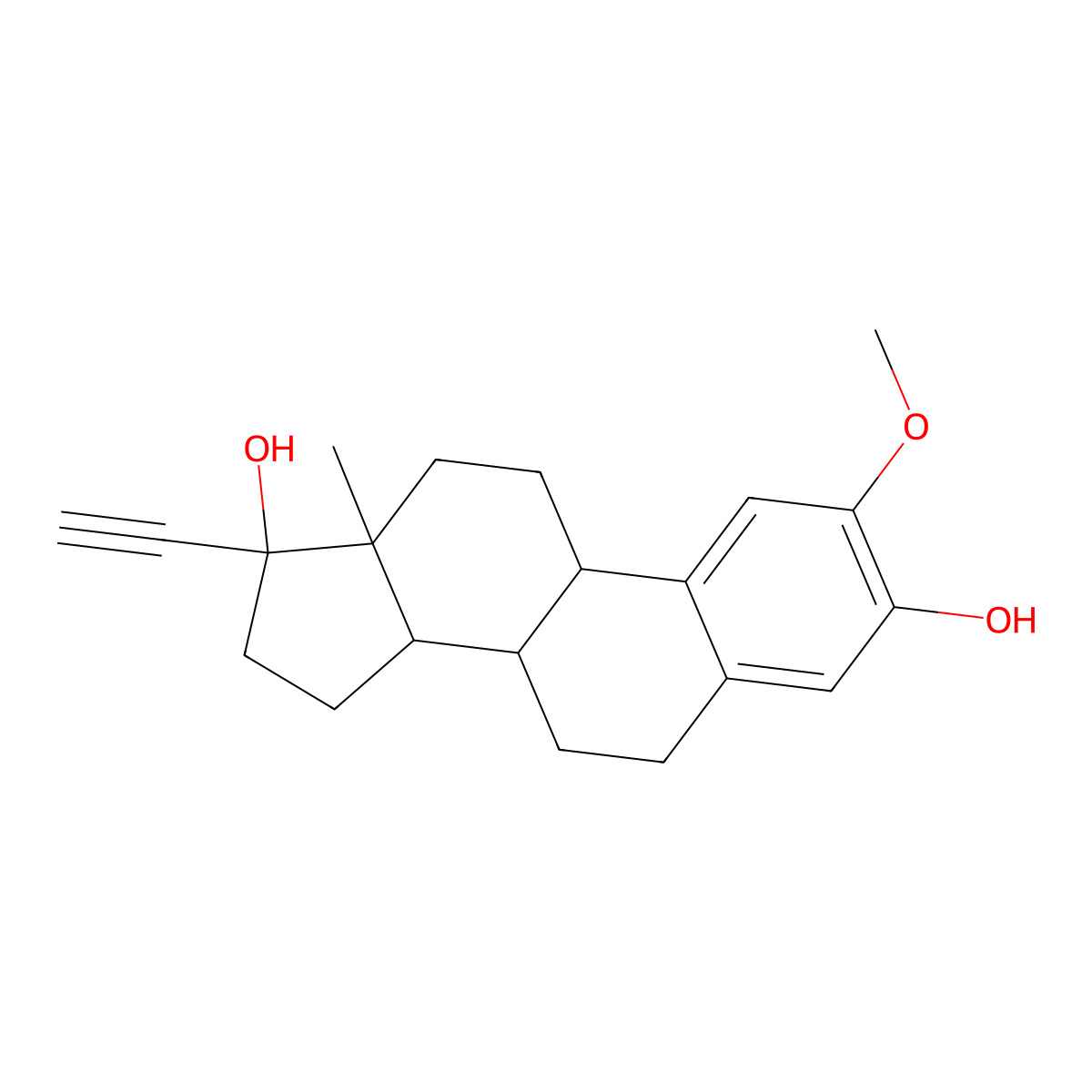 2-Methoxy-17alpha-ethynylestradiol molecular structure, CAS 22415-44-7
