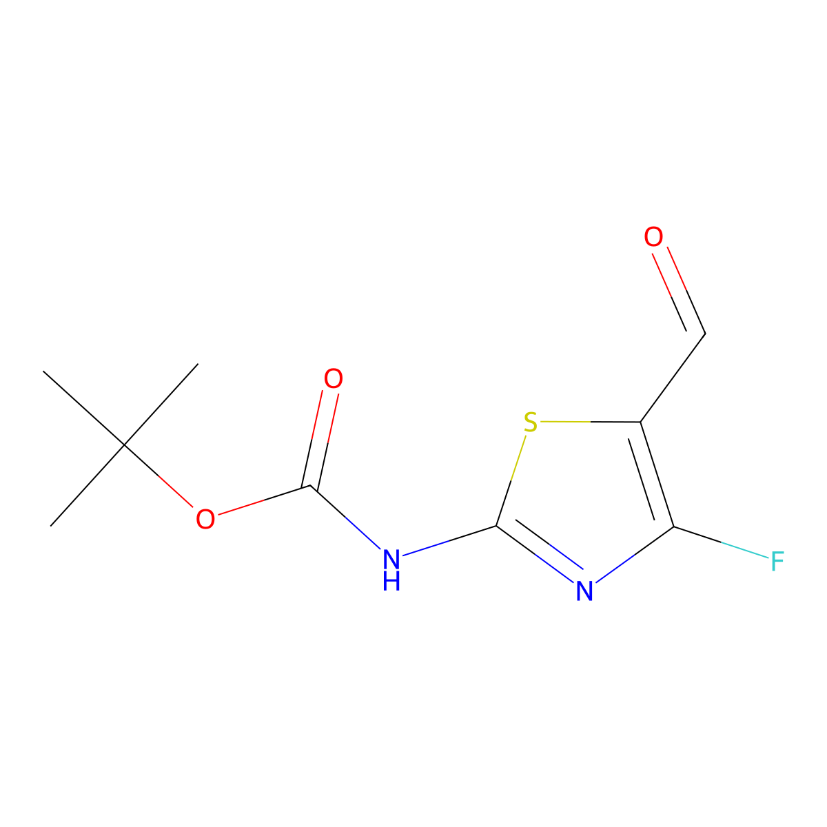 tert-Butyl (4-fluoro-5-formylthiazol-2-yl)carbamate molecular structure, CAS 2241514-59-8