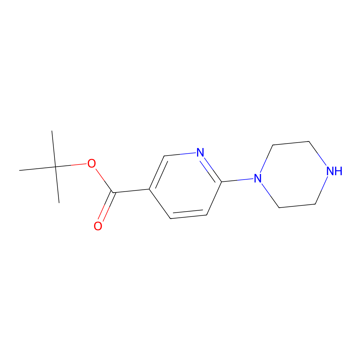 6-Piperazin-1-yl-nicotinic acid tert-butyl ester molecular structure, CAS 2241579-90-6