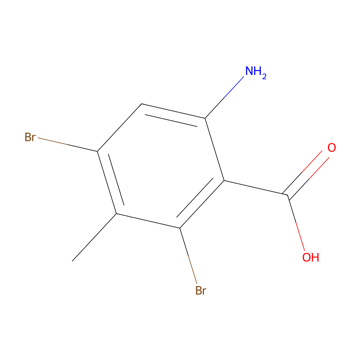 6-Amino-2,4-dibromo-3-methylbenzoic acid molecular structure, CAS 2241588-74-7