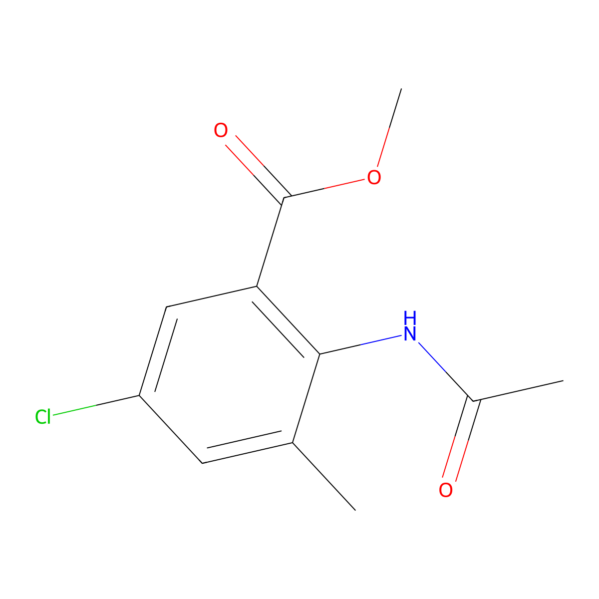 2-Acetylamino-5-chloro-3-methyl-benzoic acid methyl ester molecular structure, CAS 2241588-85-0