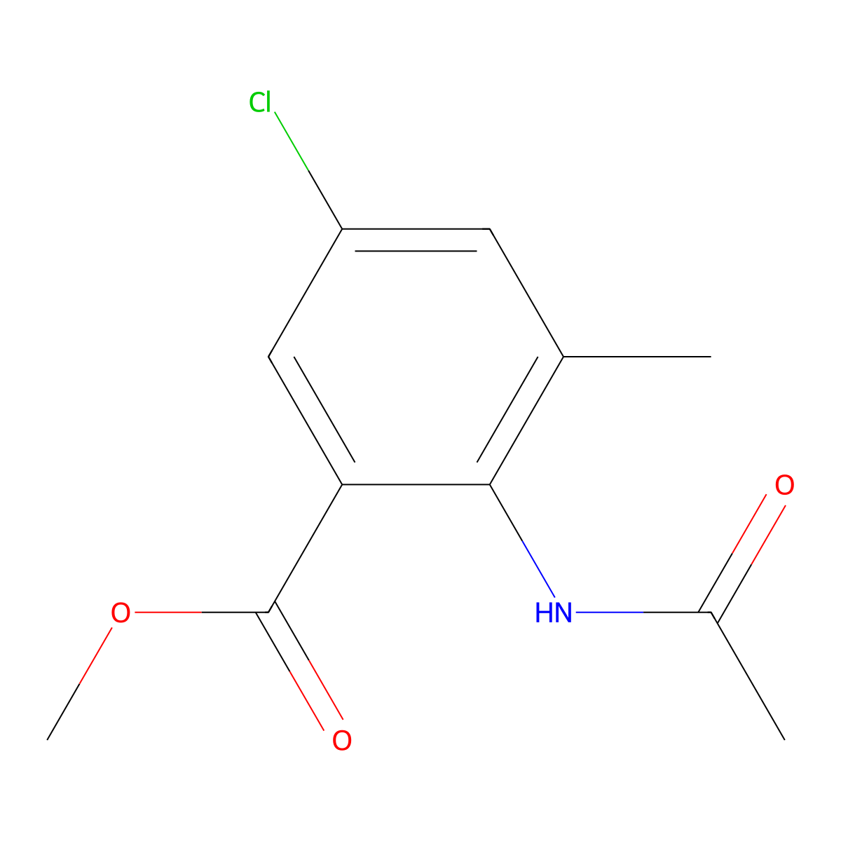 2-Acetylamino-5-chloro-3-methyl-benzoic acid methyl ester molecular structure, CAS 2241588-85-0