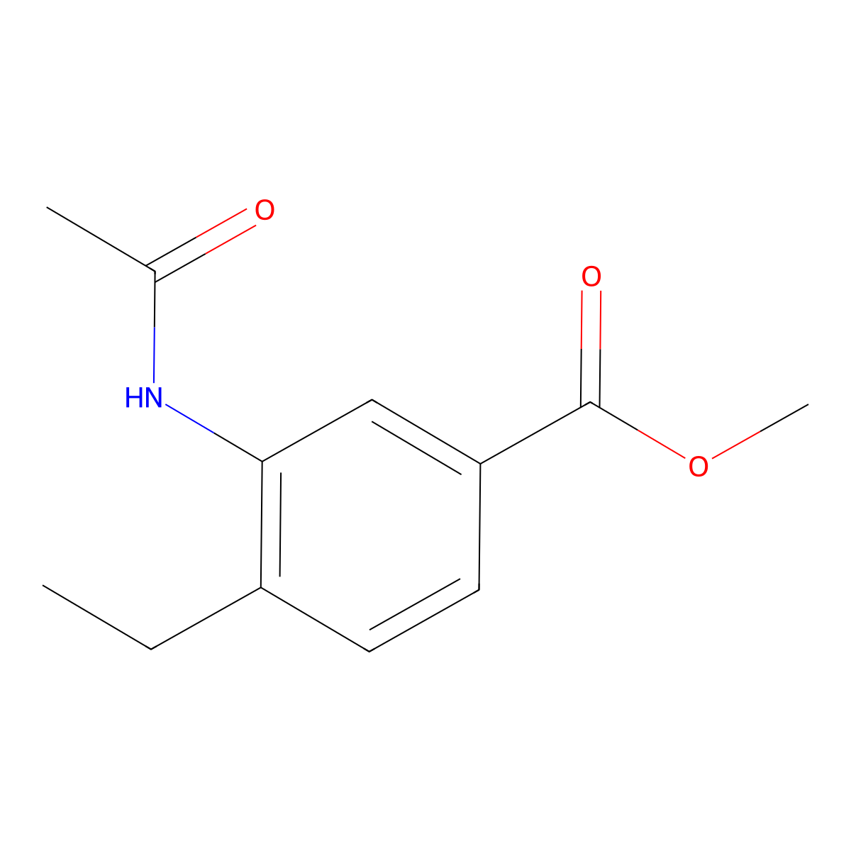 3-Acetylamino-4-ethyl-benzoic acid methyl ester molecular structure, CAS 2241588-92-9