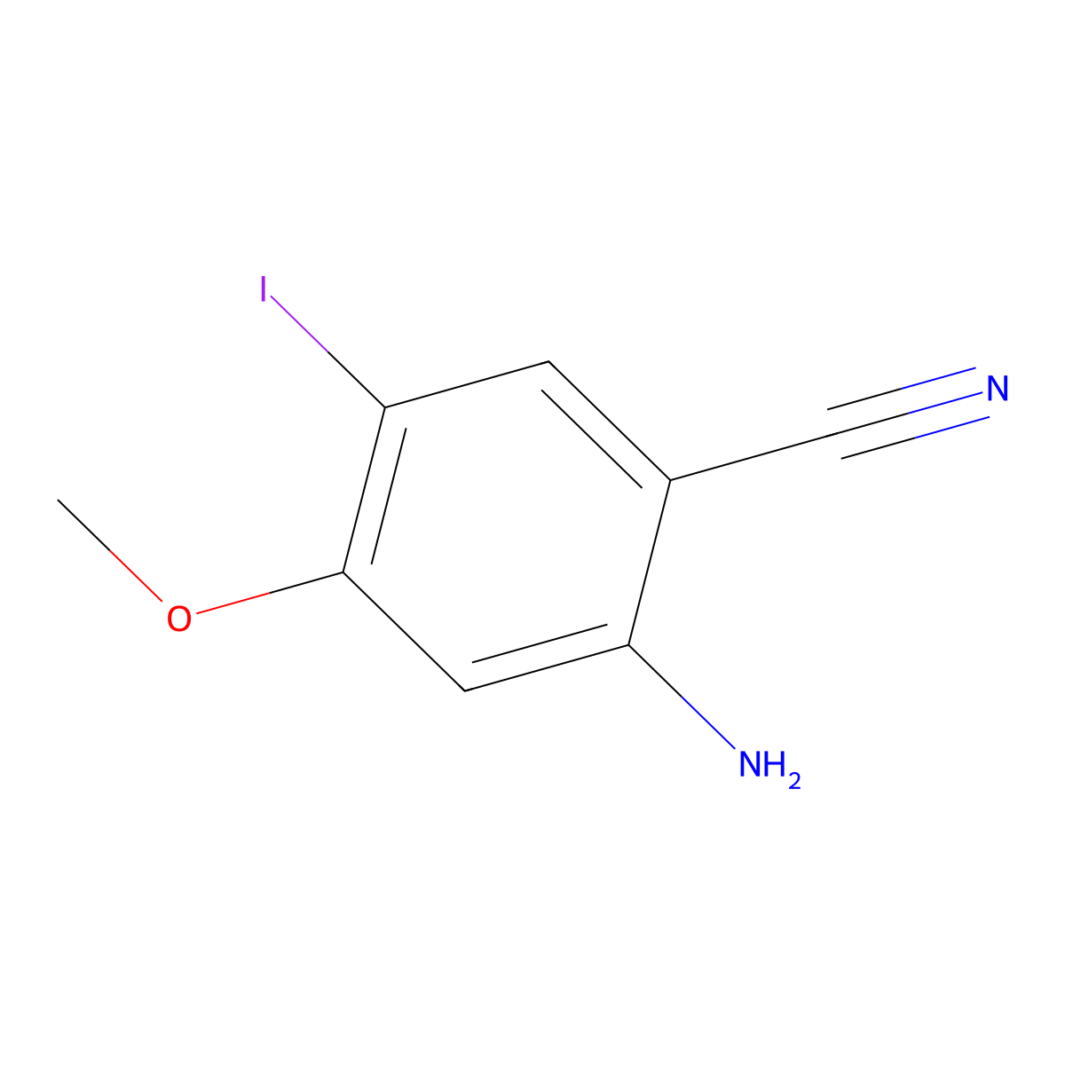 2-Amino-5-iodo-4-methoxybenzonitrile molecular structure, CAS 2241588-94-1