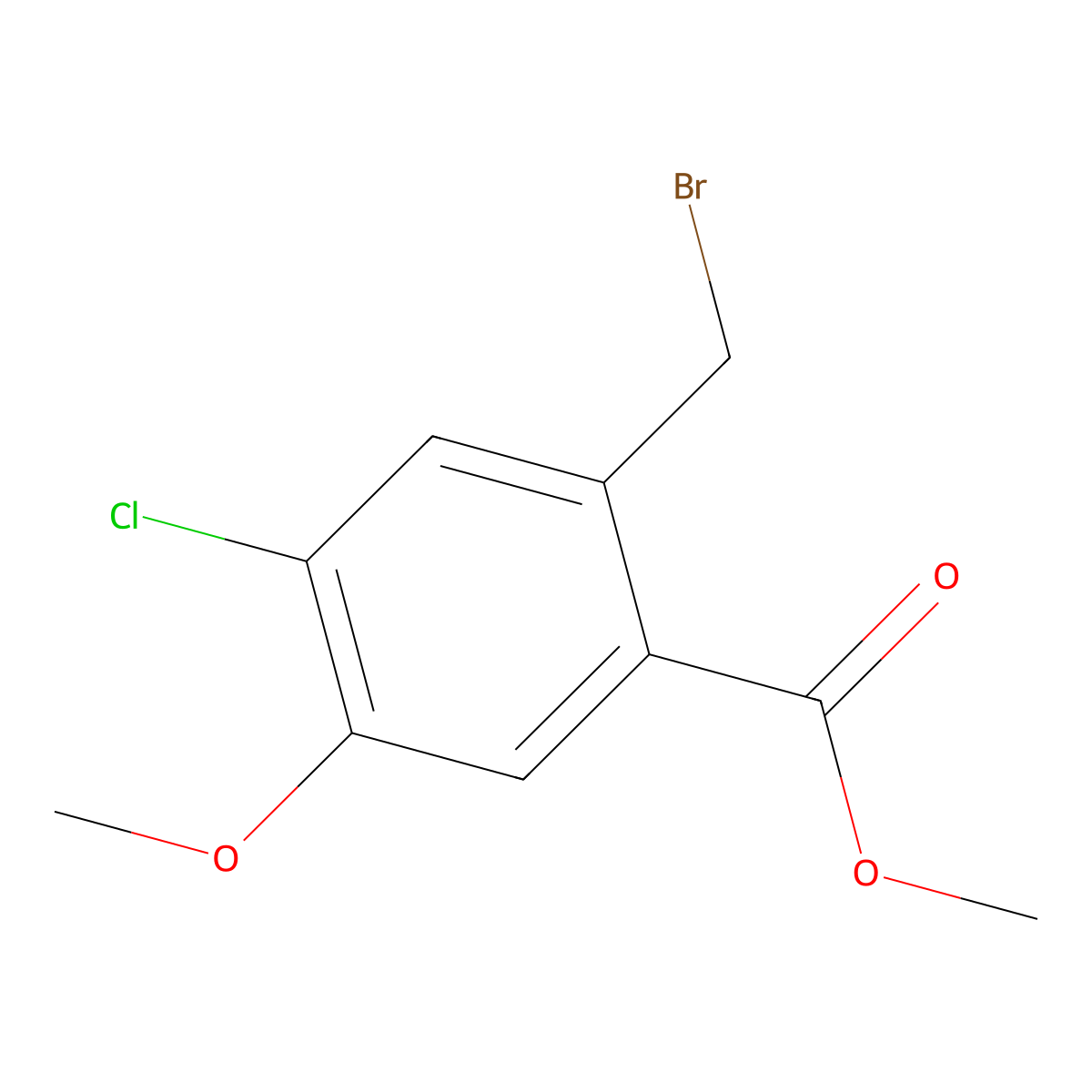 2-Bromomethyl-4-chloro-5-methoxy-benzoic acid methyl ester molecular structure, CAS 2241588-98-5
