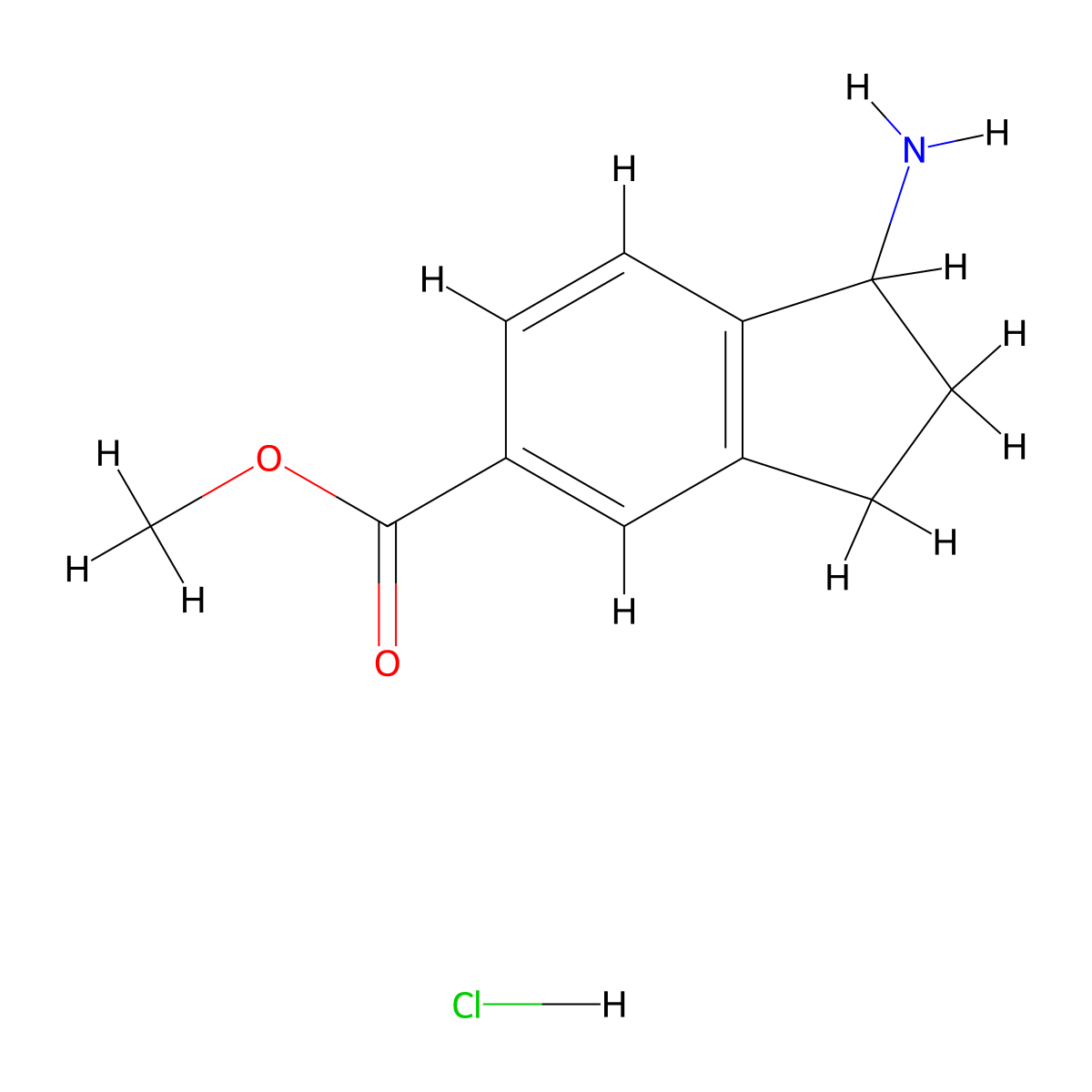 methyl 1-amino-2,3-dihydro-1H-indene-5-carboxylate hydrochloride molecular structure, CAS 2241594-08-9