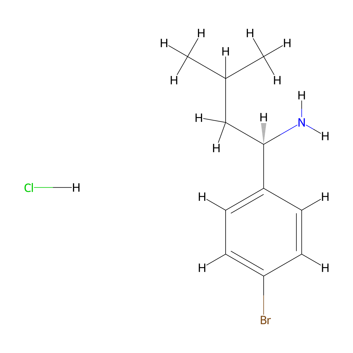 (R)-1-(4-Bromophenyl)-3-methylbutan-1-amine hydrochloride molecular structure, CAS 2241594-10-3