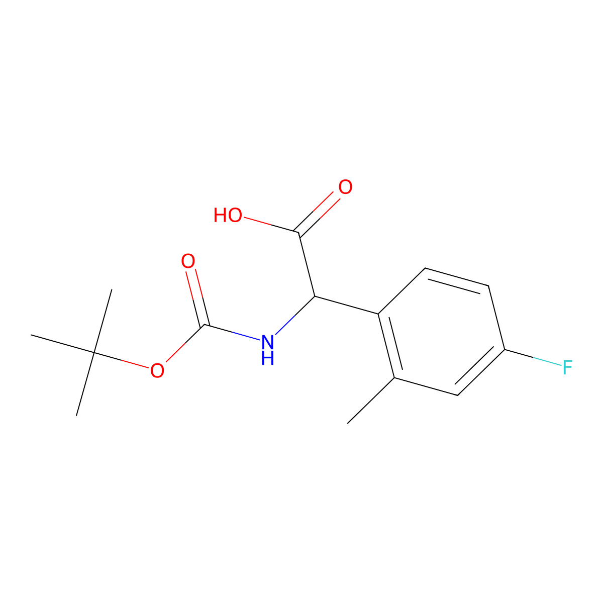 (S)-2-((Tert-butoxycarbonyl)amino)-2-(4-fluoro-2-methylphenyl)acetic acid molecular structure, CAS 2241594-11-4