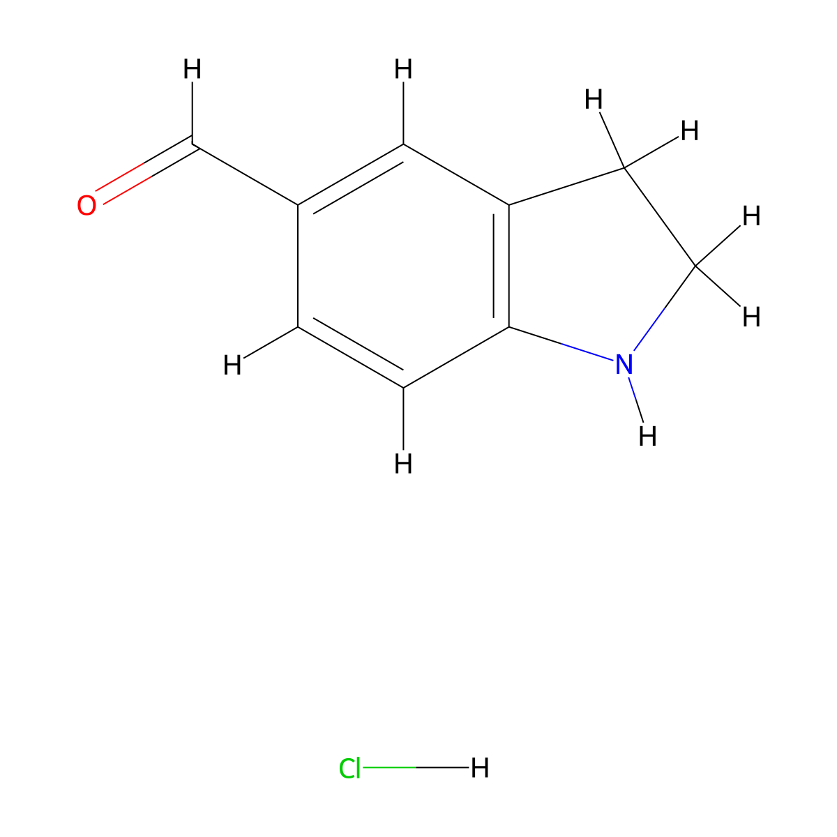 5-Indolinecarbaldehyde hydrochloride molecular structure, CAS 2241594-17-0