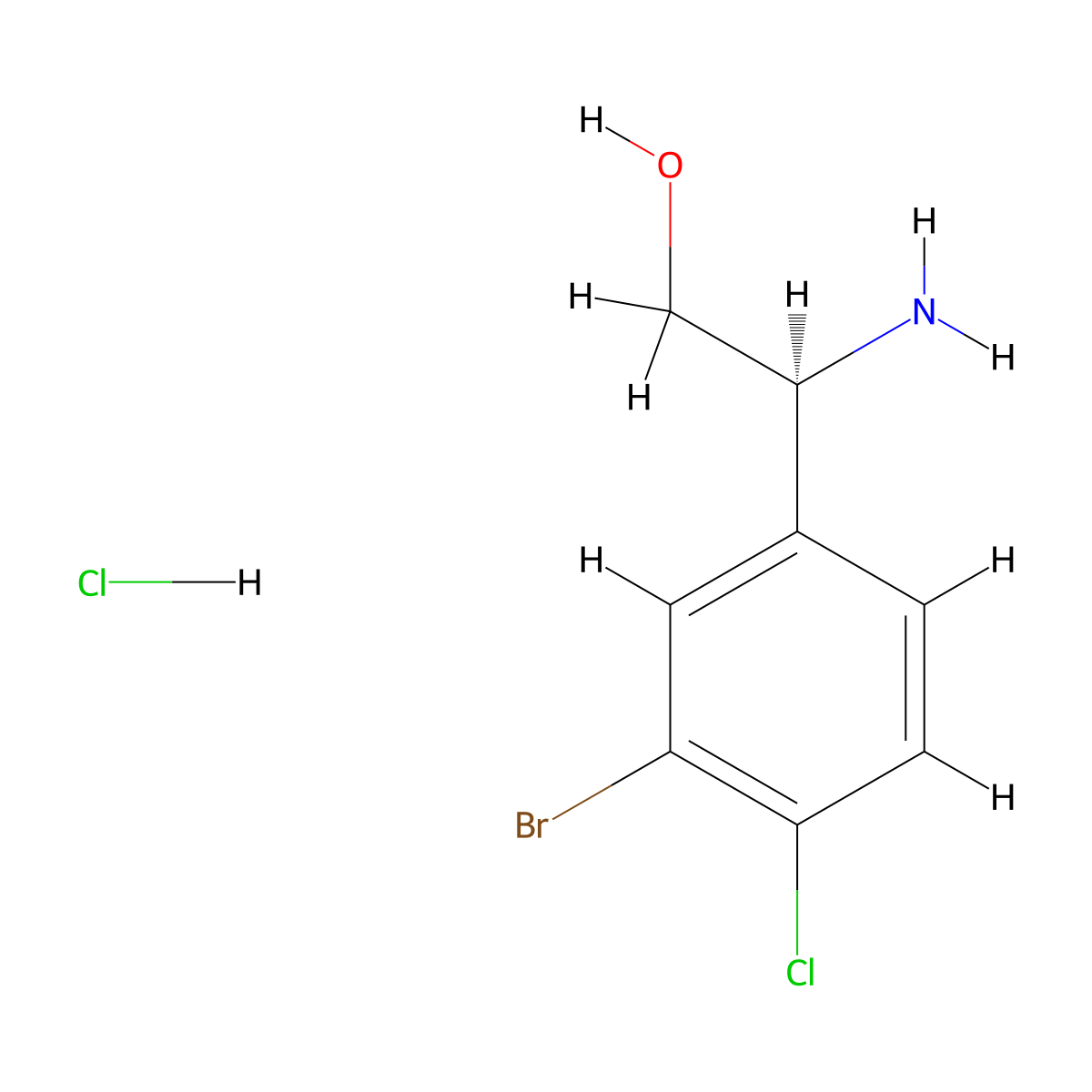 (S)-2-Amino-2-(3-bromo-4-chlorophenyl)ethan-1-ol hydrochloride molecular structure, CAS 2241594-18-1