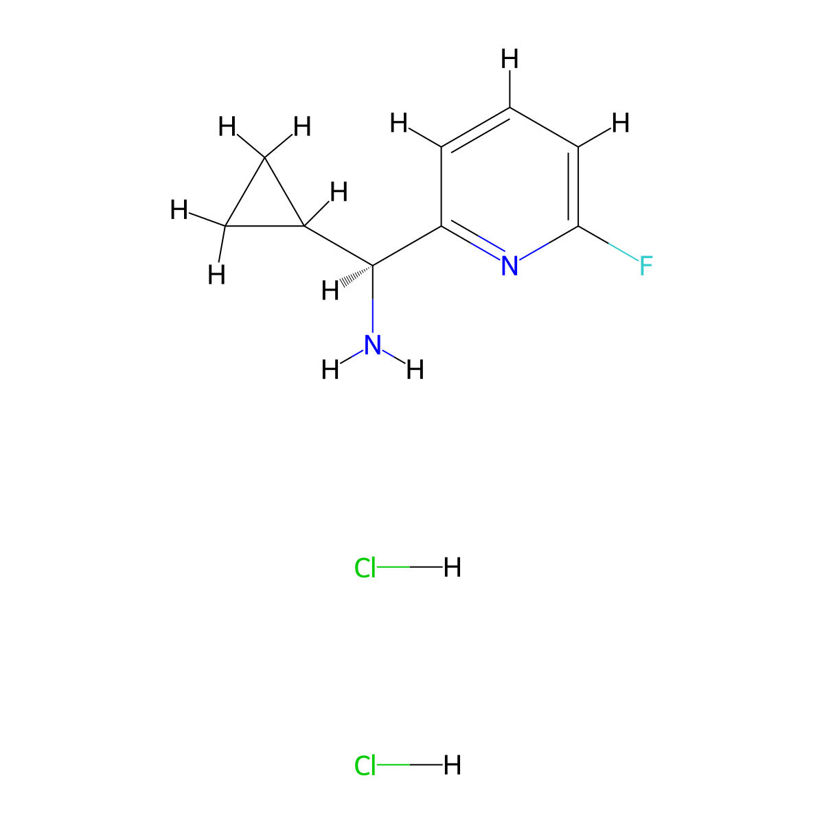(S)-Cyclopropyl(6-fluoropyridin-2-yl)methanamine dihydrochloride molecular structure, CAS 2241594-20-5