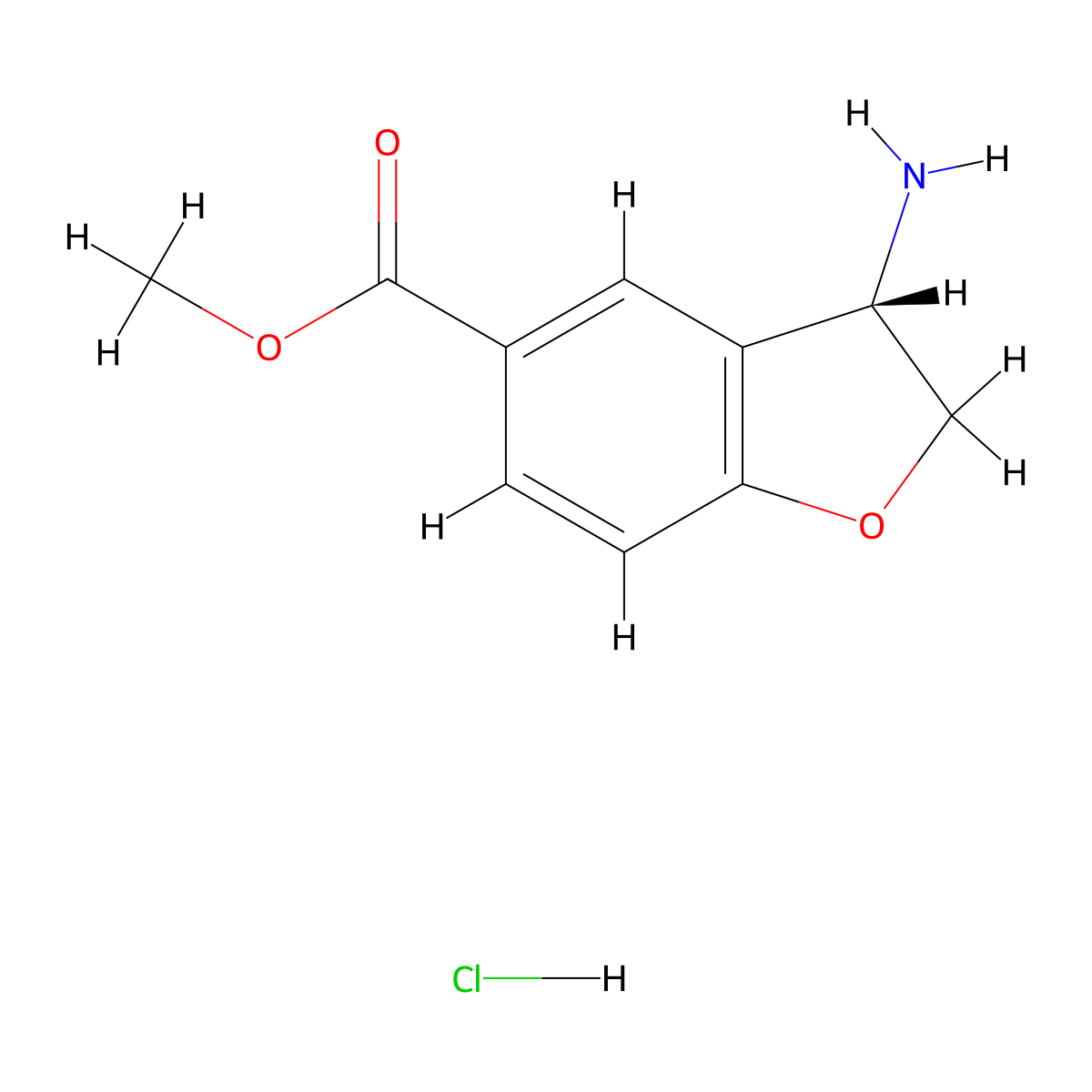methyl (S)-3-amino-2,3-dihydrobenzofuran-5-carboxylate hydrochloride molecular structure, CAS 2241594-22-7
