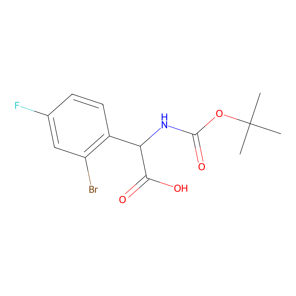 (S)-2-(2-Bromo-4-fluorophenyl)-2-((tert-butoxycarbonyl)amino)acetic acid molecular structure, CAS 2241594-23-8