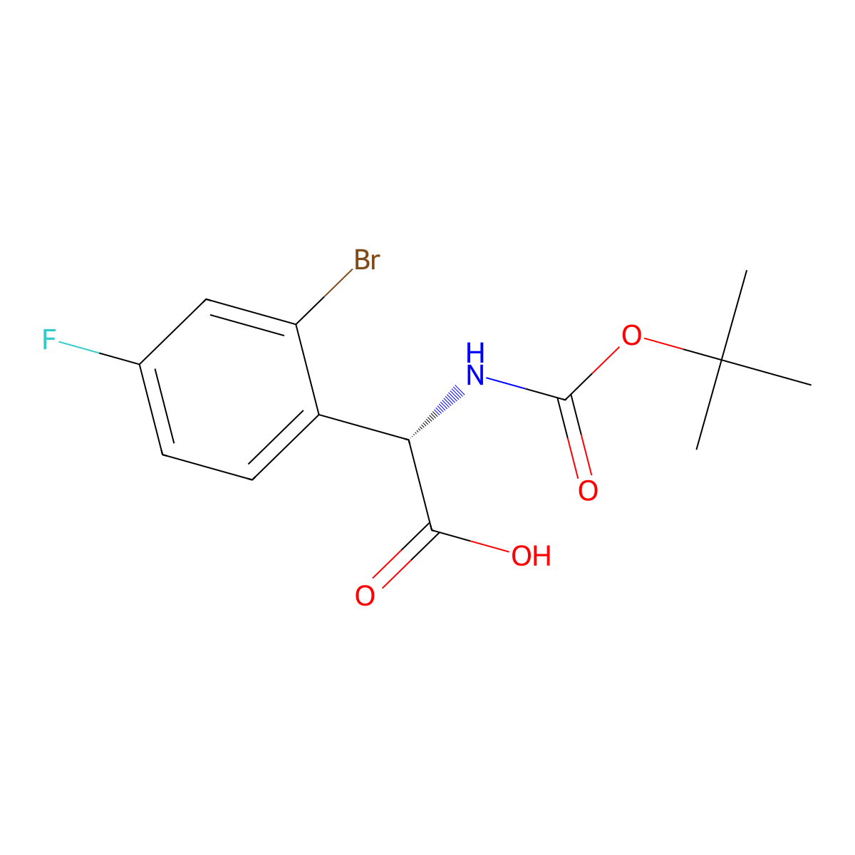 (S)-2-(2-Bromo-4-fluorophenyl)-2-((tert-butoxycarbonyl)amino)acetic acid molecular structure, CAS 2241594-23-8