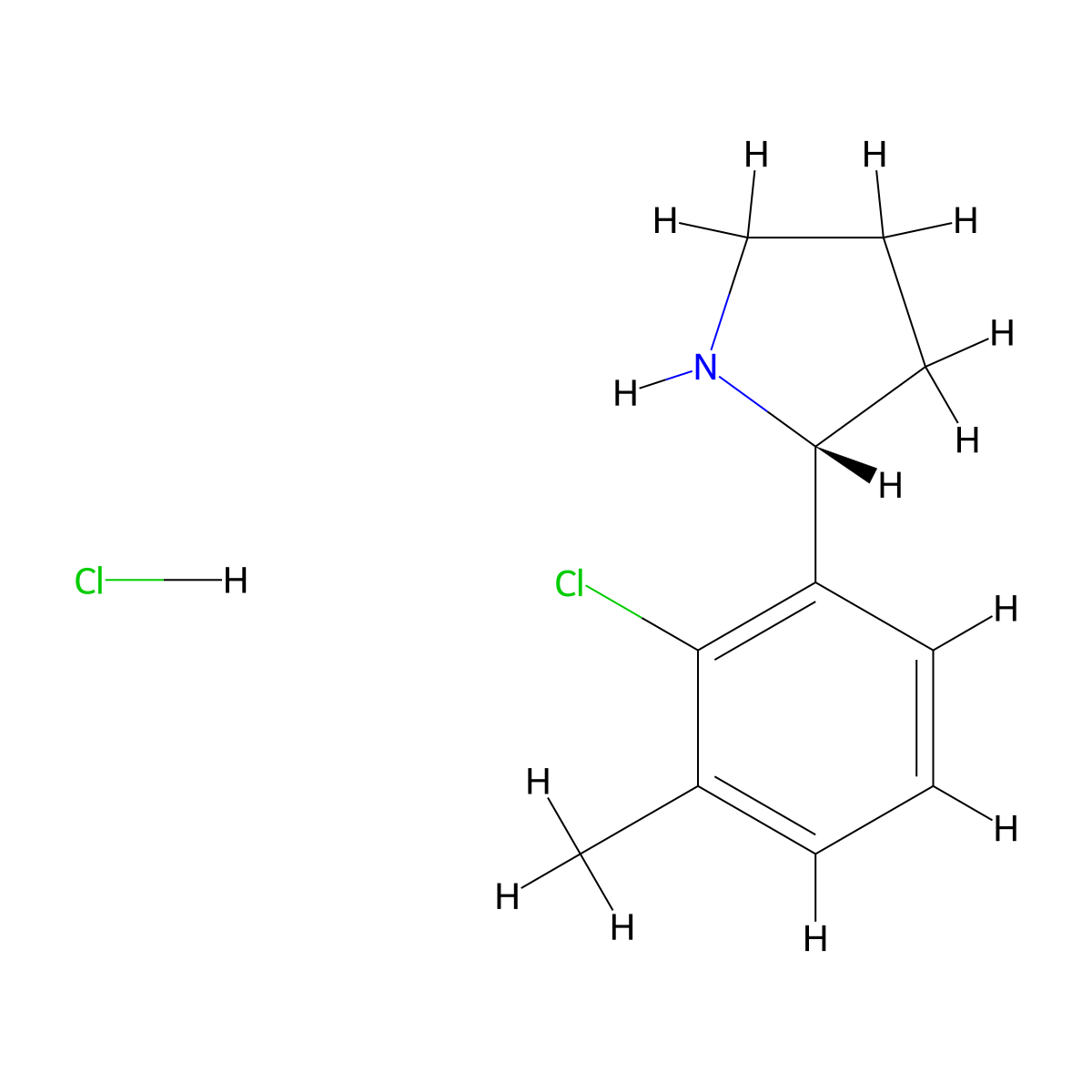 (R)-2-(2-chloro-3-methylphenyl)pyrrolidine hydrochloride molecular structure, CAS 2241594-25-0
