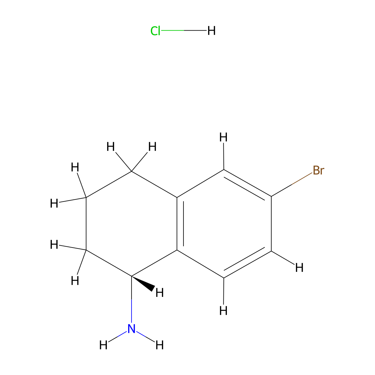 (R)-6-bromo-1,2,3,4-tetrahydronaphthalen-1-amine hydrochloride molecular structure, CAS 2241594-26-1