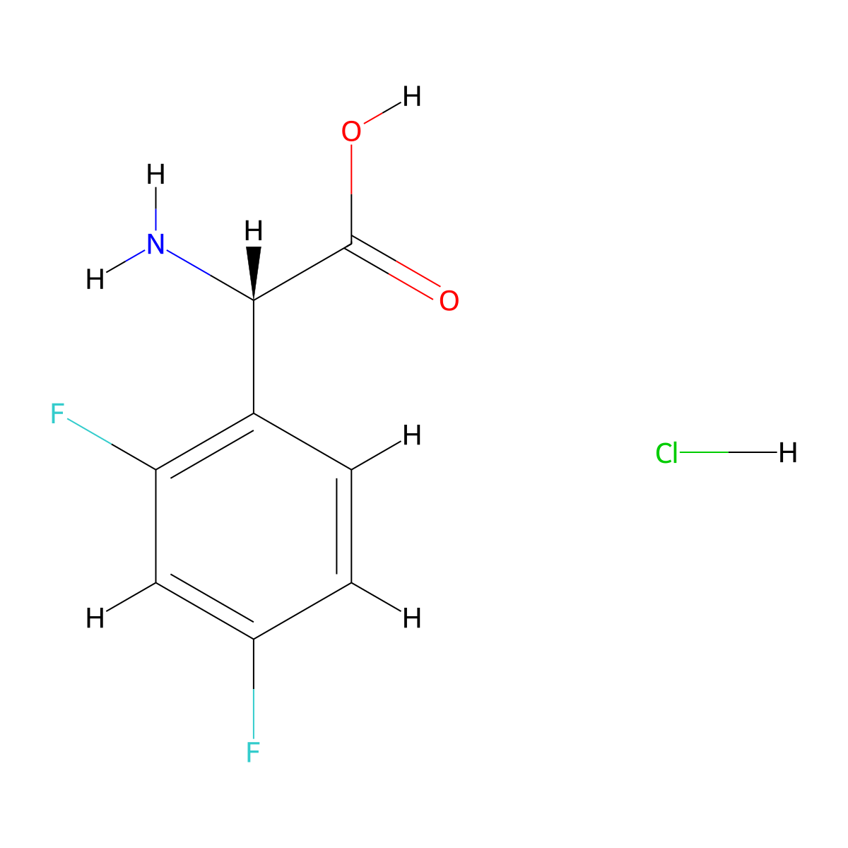 (S)-2-Amino-2-(2,4-difluorophenyl)acetic acid hydrochloride molecular structure, CAS 2241594-33-0