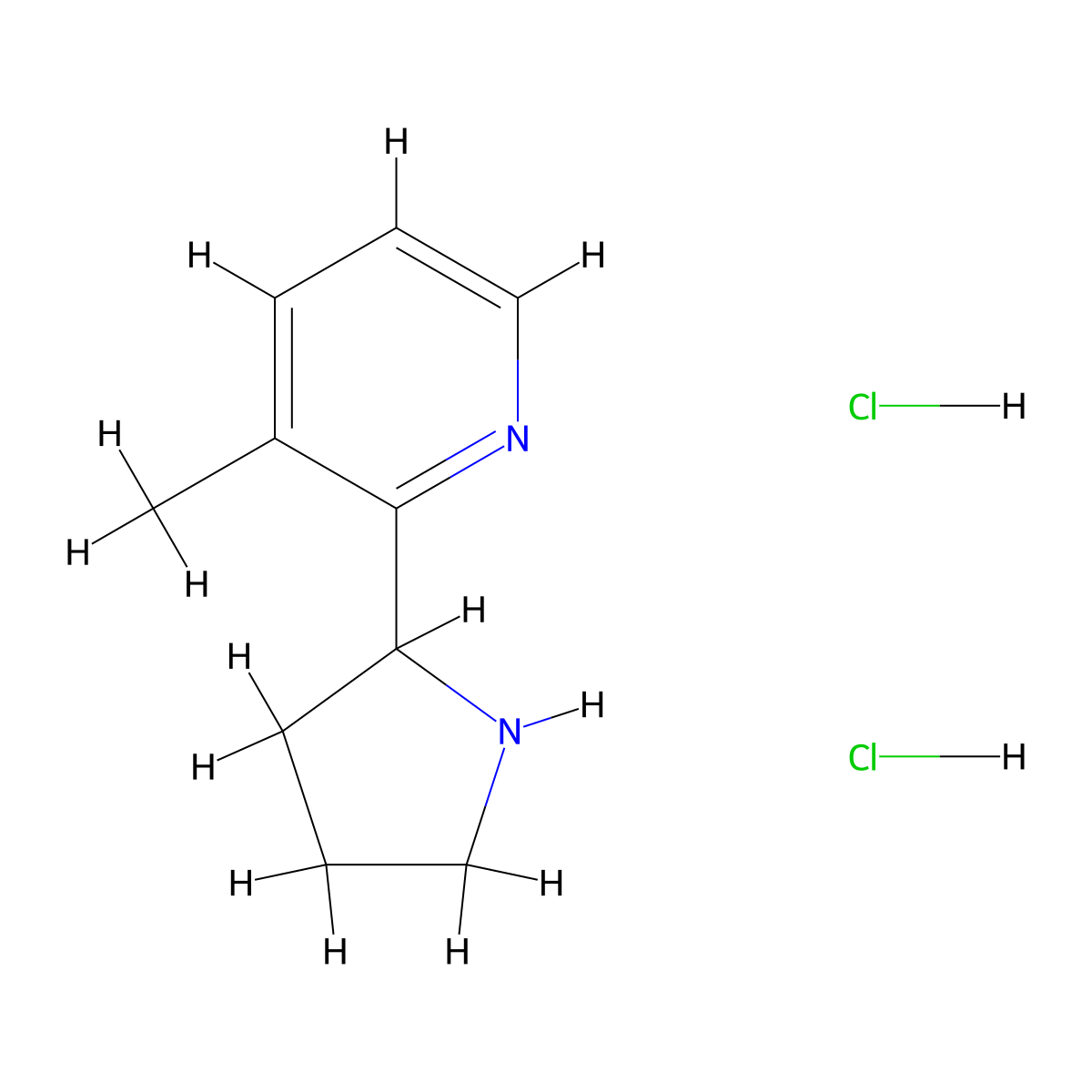 3-Methyl-2-pyrrolidin-2-yl-pyridine;dihydrochloride molecular structure, CAS 2241594-41-0