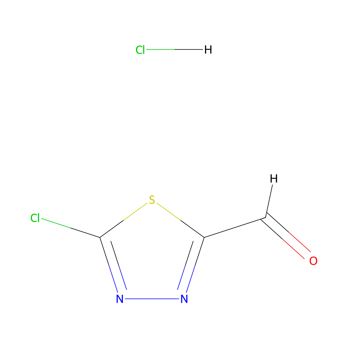 5-Chloro-1,3,4-thiadiazole-2-carbaldehyde hcl molecular structure, CAS 2241594-43-2