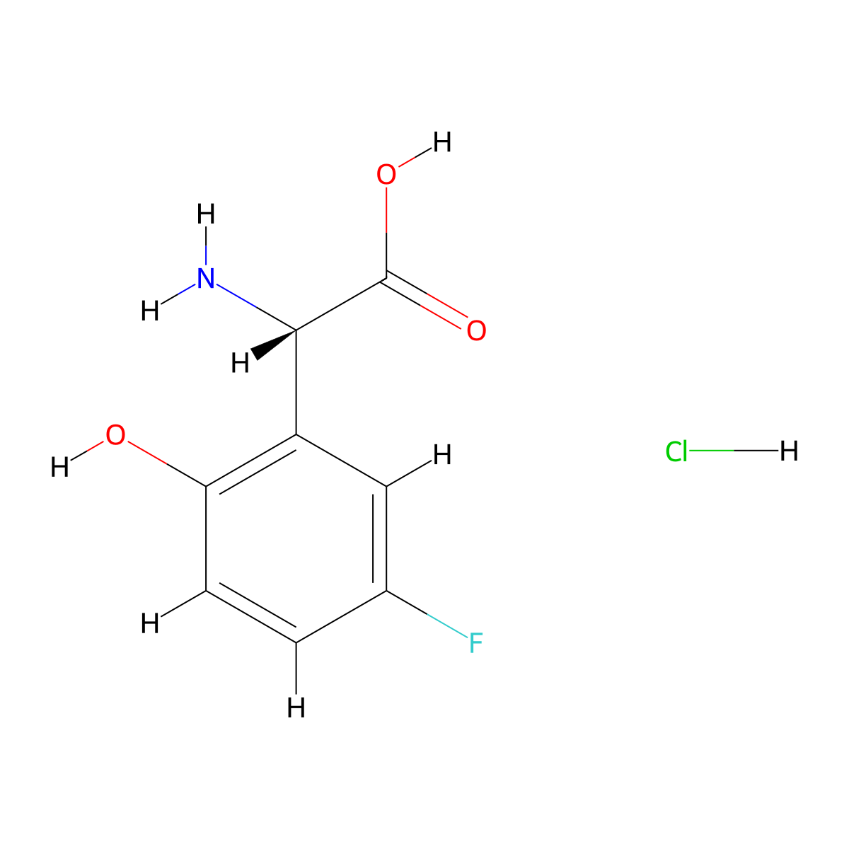 (S)-2-Amino-2-(5-fluoro-2-hydroxyphenyl)acetic acid hydrochloride molecular structure, CAS 2241594-44-3