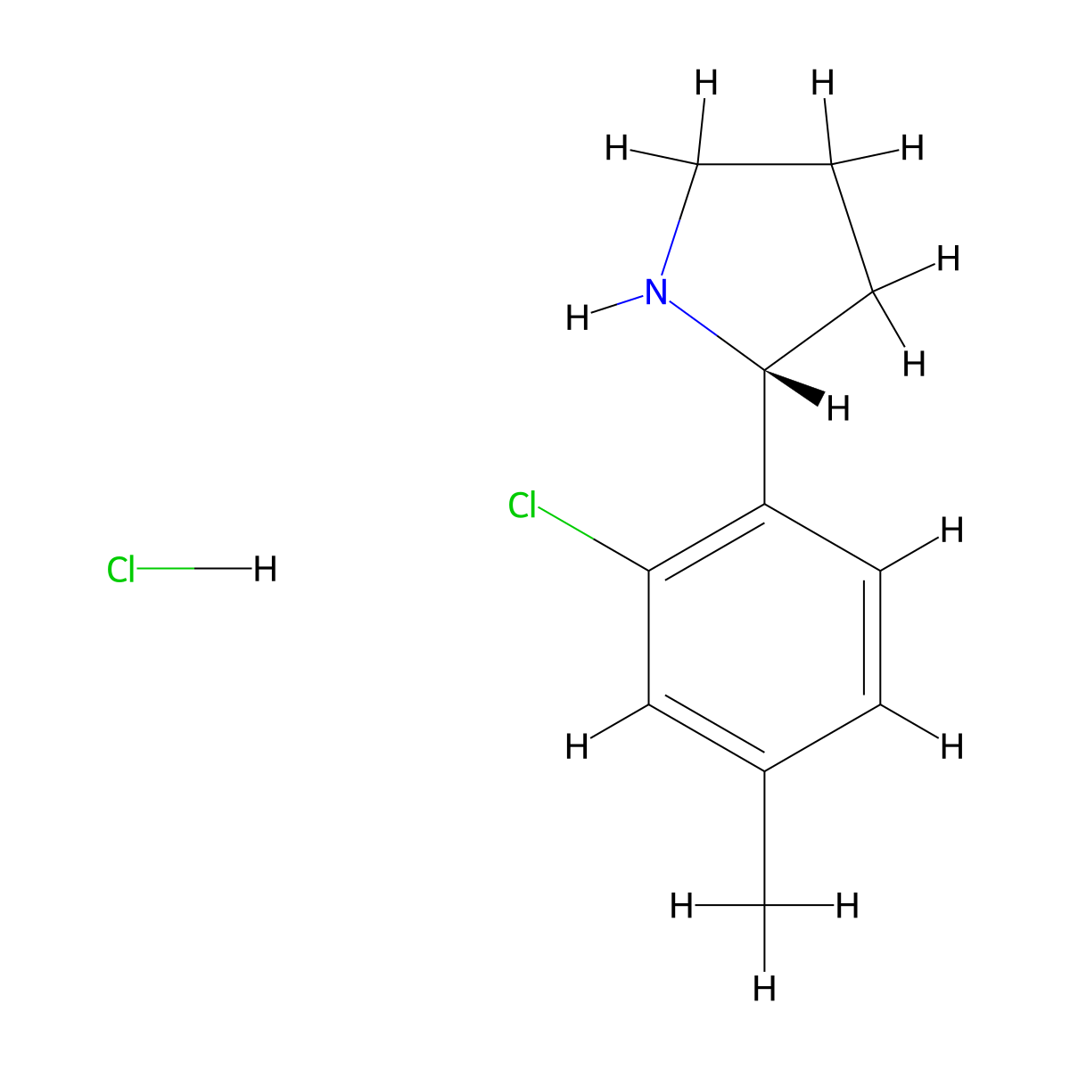 (R)-2-(2-chloro-4-methylphenyl)pyrrolidine hydrochloride molecular structure, CAS 2241594-53-4