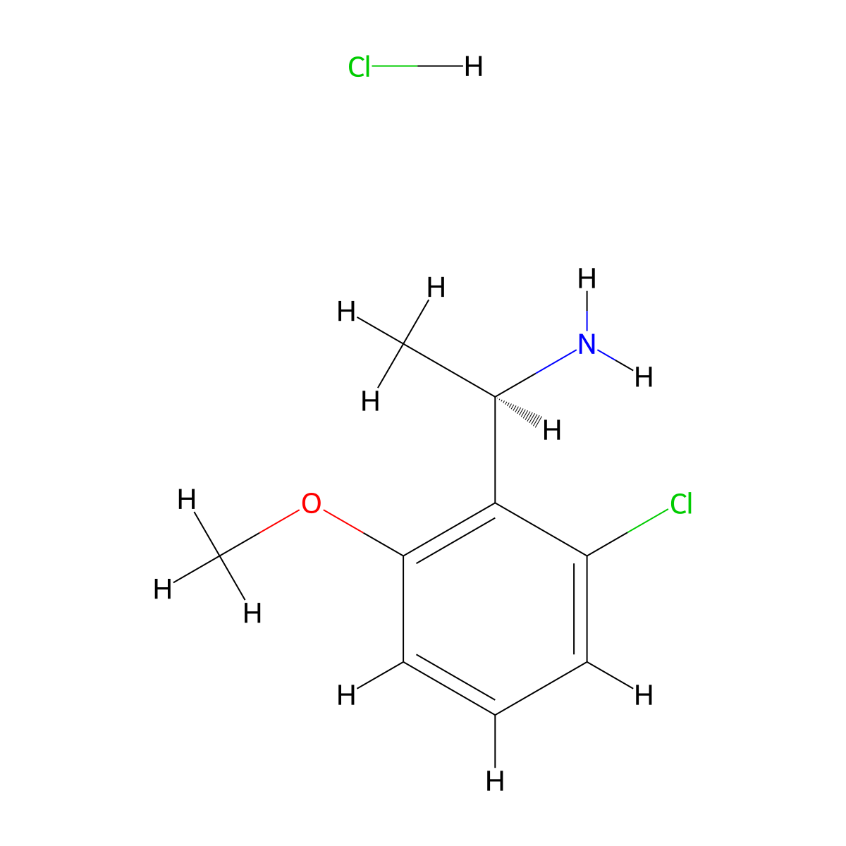(R)-1-(2-Chloro-6-methoxyphenyl)ethan-1-amine hydrochloride molecular structure, CAS 2241594-56-7