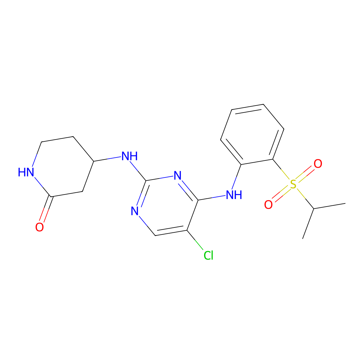 4-(5-Chloro-4-(2-(isopropylsulfonyl)phenylamino)pyrimidin-2-ylamino)piperidin-2-one molecular structure, CAS 2241594-61-4