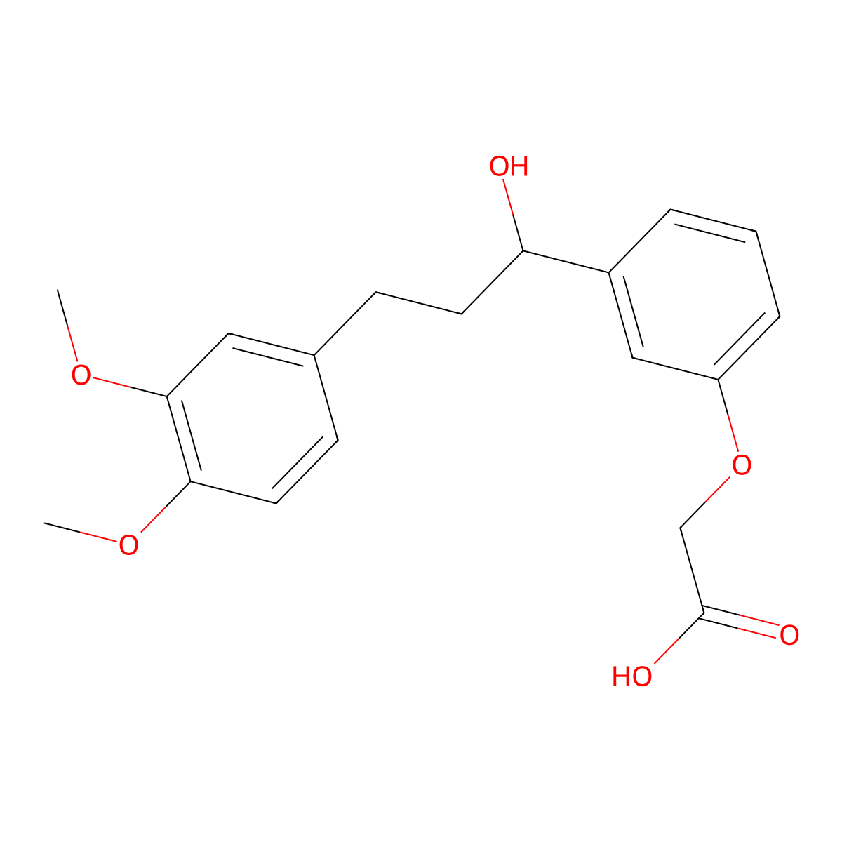 2-(3-(3-(3,4-Dimethoxyphenyl)-1-hydroxypropyl)phenoxy)acetic acid molecular structure, CAS 2241594-62-5
