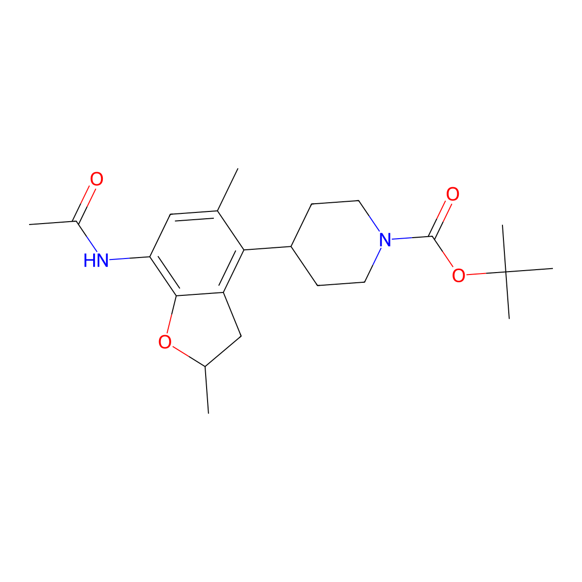 tert-Butyl (R)-4-(7-acetamido-2,5-dimethyl-2,3-dihydrobenzofuran-4-yl)piperidine-1-carboxylate molecular structure, CAS 2241594-66-9