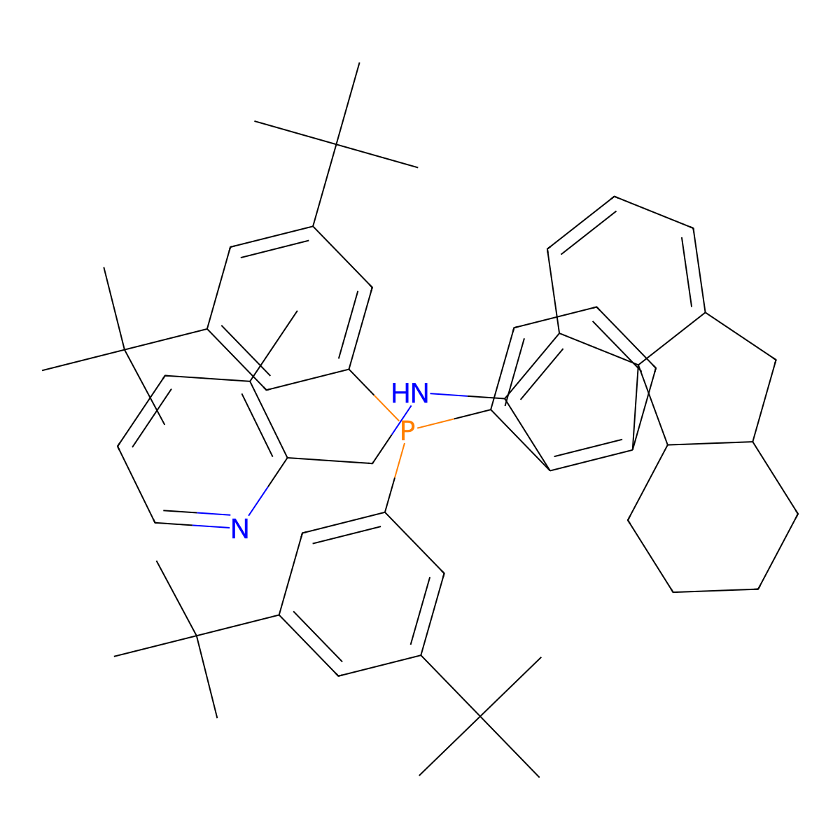 2-Pyridinemethanamine, N-[(1aS,4aS,9bS)-10-[bis[3,5-bis(1,1-dimethylethyl)phenyl]phosphino]-1a,2,3,4,4a,5-hexahydro-1H-indeno[2,1-d]fluoren-9-yl]-3-methyl- molecular structure, CAS 2241655-67-2