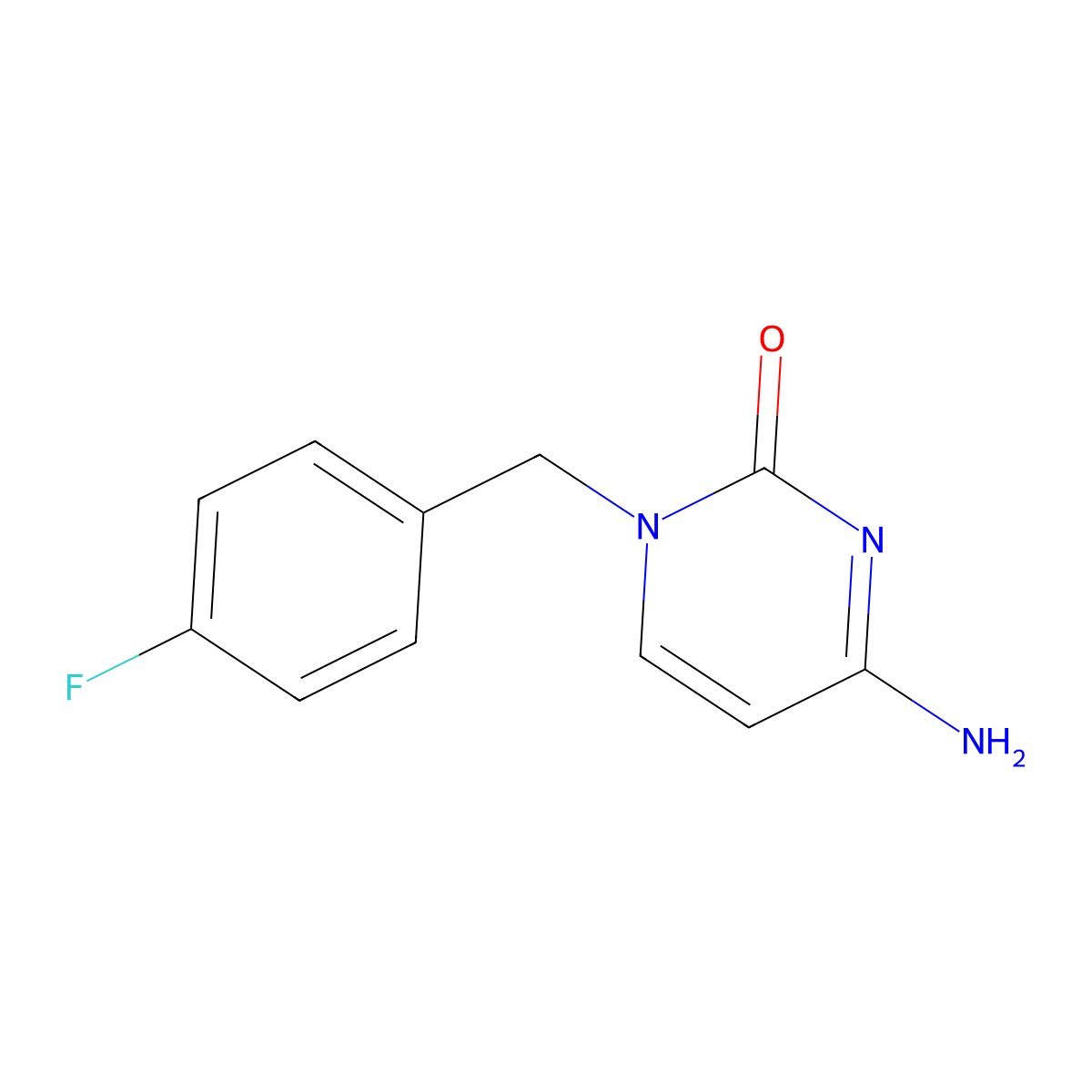 4-Amino-1-[(4-fluorophenyl)methyl]-1,2-dihydropyrimidin-2-one molecular structure, CAS 2241669-47-4