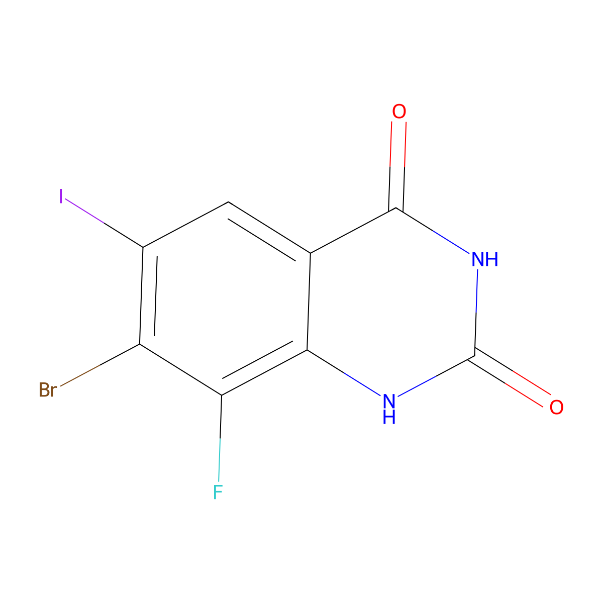 7-bromo-8-fluoro-6-iodoquinazoline-2,4(1H,3H)-dione molecular structure, CAS 2241721-74-2
