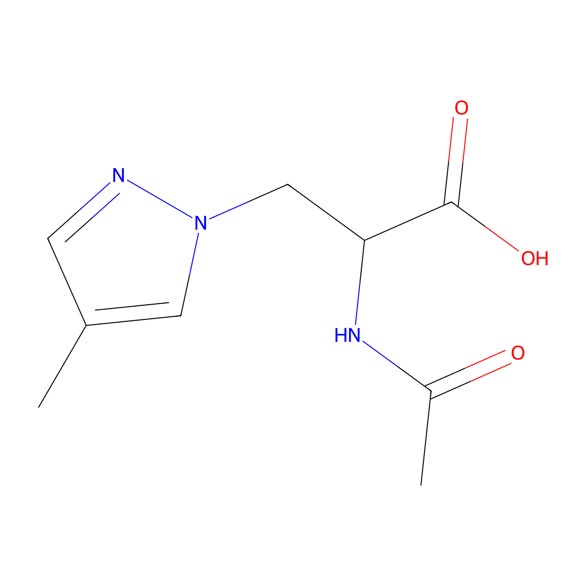 2-acetamido-3-(4-methyl-1H-pyrazol-1-yl)propanoic acid molecular structure, CAS 224173-58-4