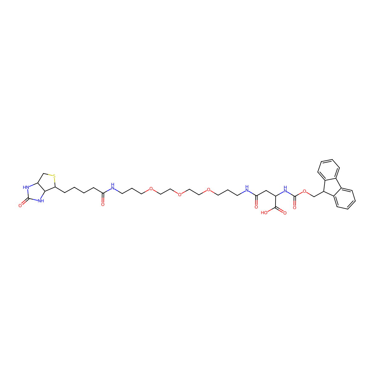 Fmoc-Asp(biotinyl-PEG)-OH molecular structure, CAS 2241747-15-7