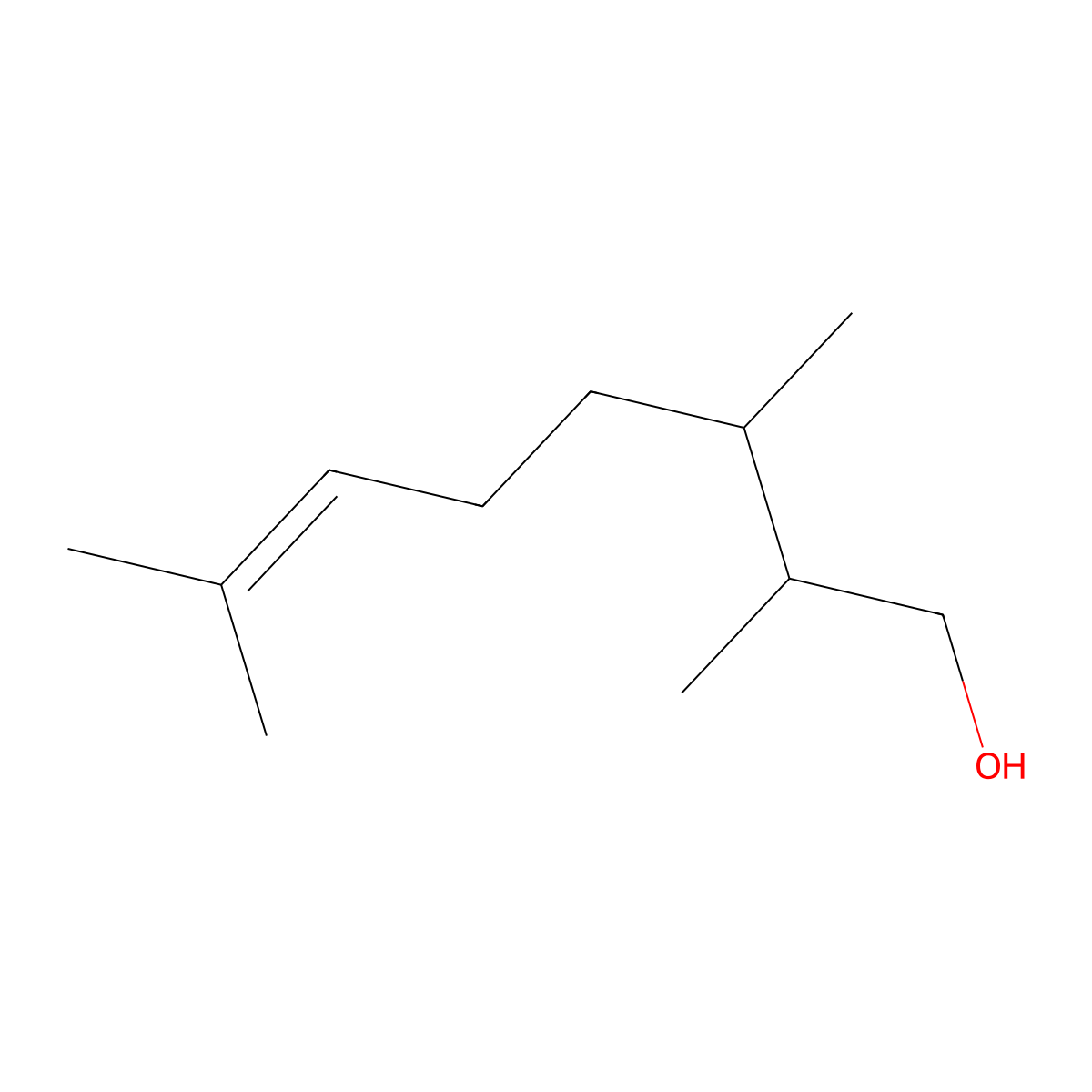 2,3,7-Trimethyloct-6-en-1-ol molecular structure, CAS 22418-69-5