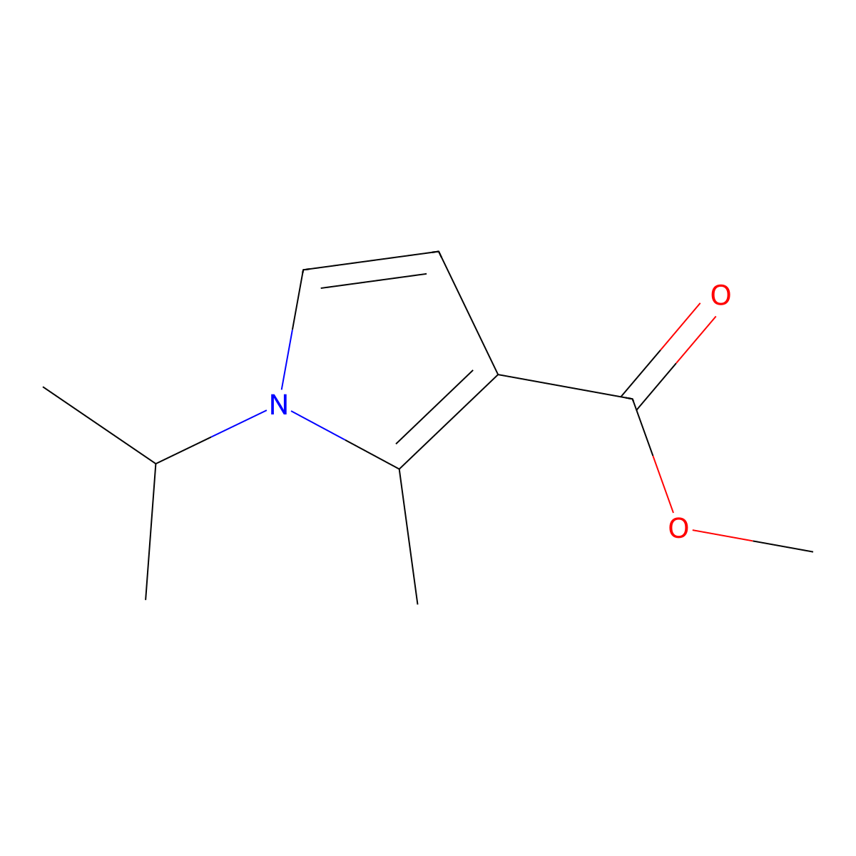 methyl 2-methyl-1-(propan-2-yl)-1H-pyrrole-3-carboxylate molecular structure, CAS 224180-63-6