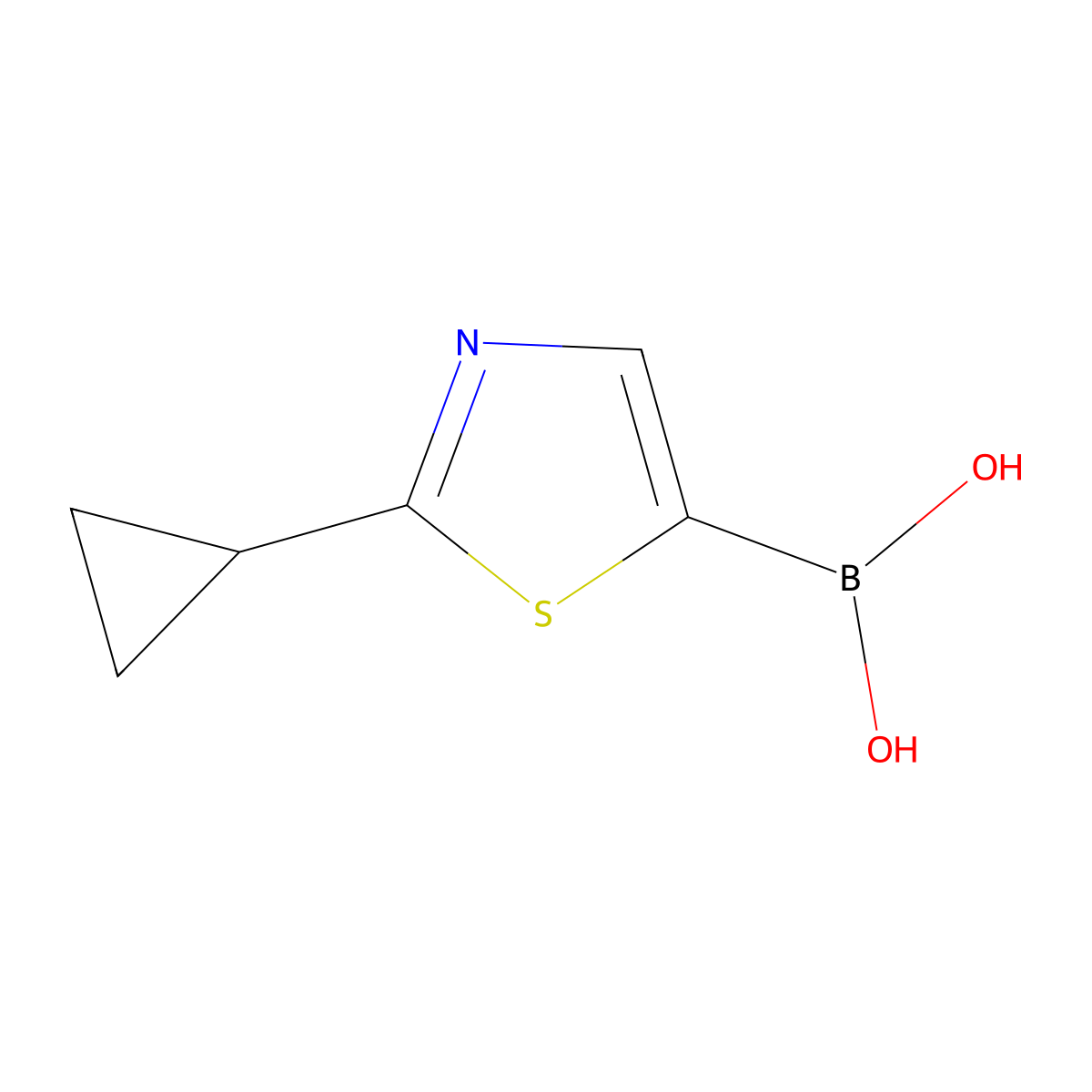(2-Cyclopropyl-1,3-thiazol-5-yl)boronic acid molecular structure, CAS 2241812-64-4